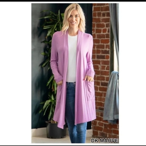 Tops - ***SOLD***MAUVE CARDIGAN W/POCKETS-